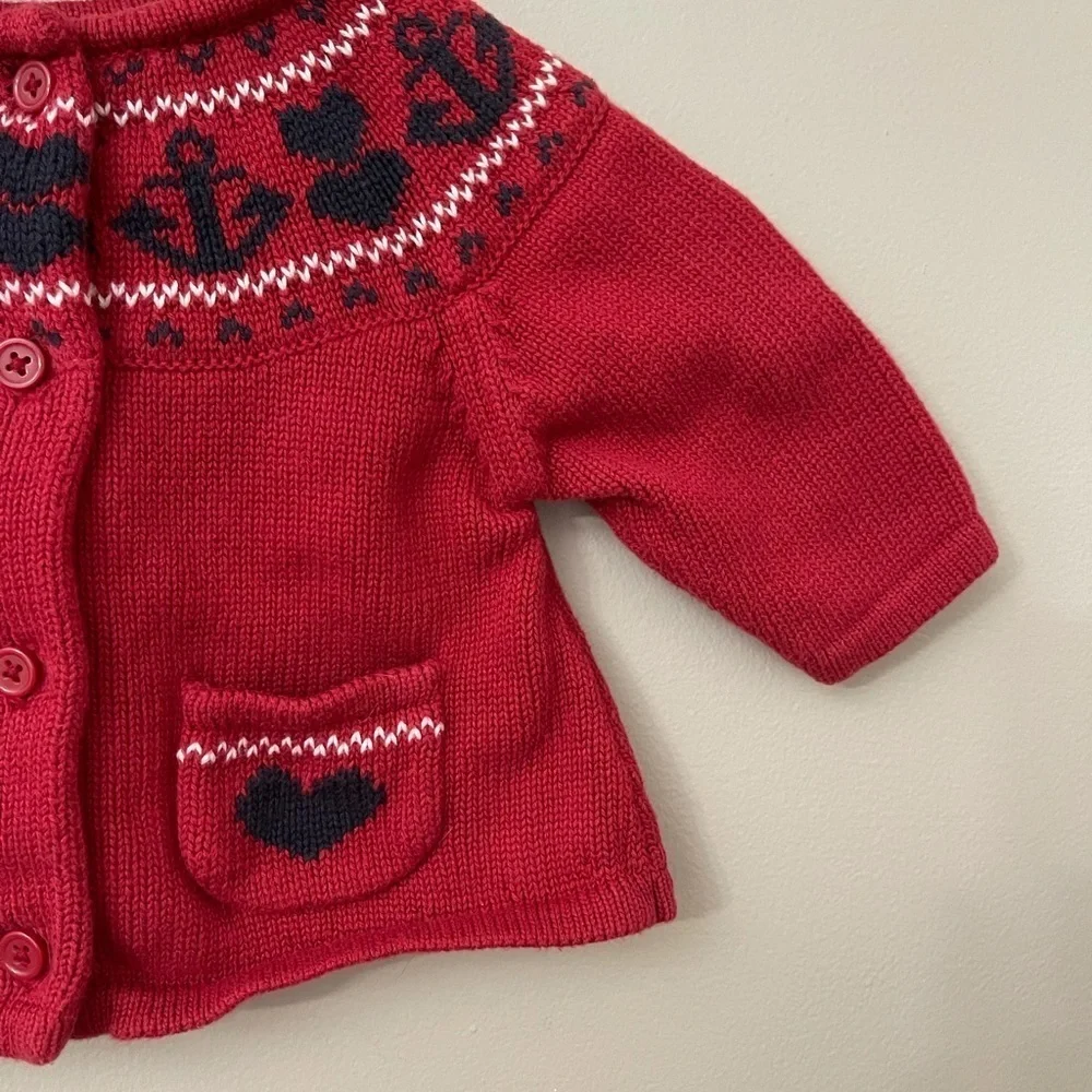Gymboree vintage nautical anchor red sweater